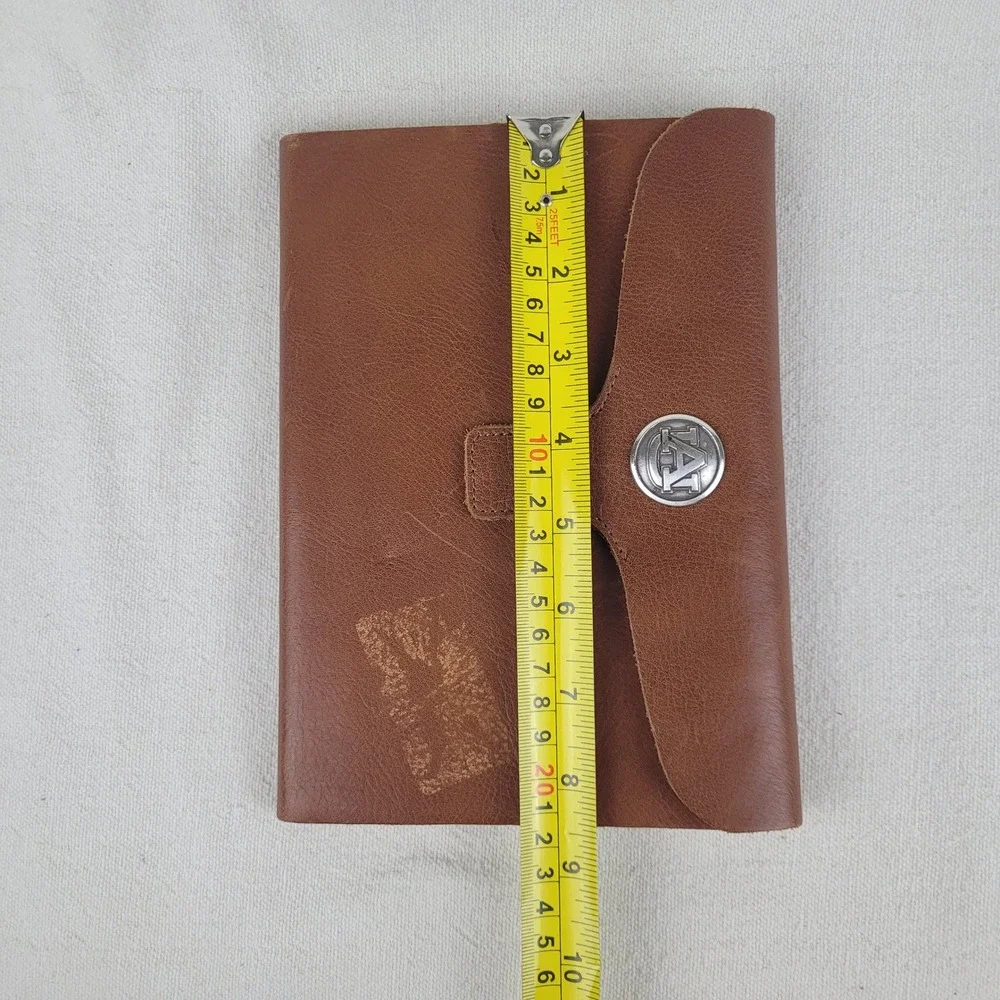Auburn Tigers Brown Leather Journal Notebook AU Logo Silver Emblem NCAA Fan Gear